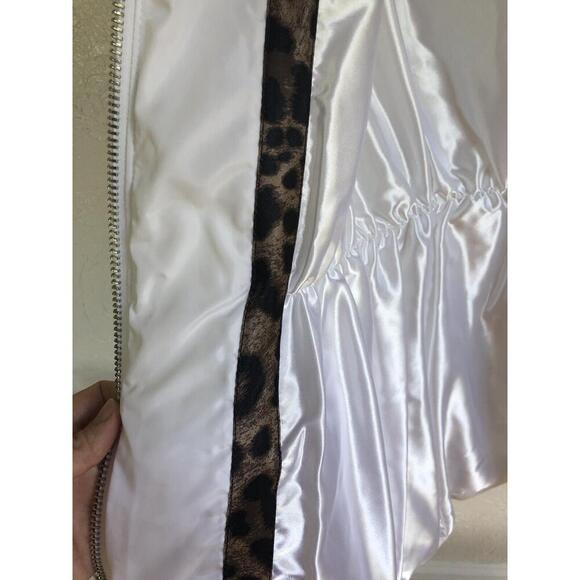 LAUNDRY BY SHELLI SEGAL NWOT Size L White Puffer Coat Detachable Gray Faux Fur - Picture 6 of 14